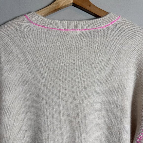 Dylan Harper Sweater Pullover Women's Small Tan Pink Knit Alpaca Wool Crewneck - Picture 12 of 14